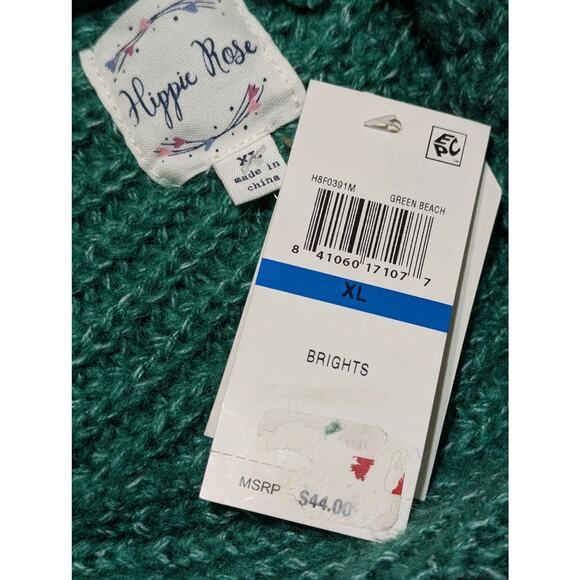 Hippie Rose Womens  Size XL Green Knit V-Neck Pullover Sweater Criss Cross Back - Picture 3 of 8